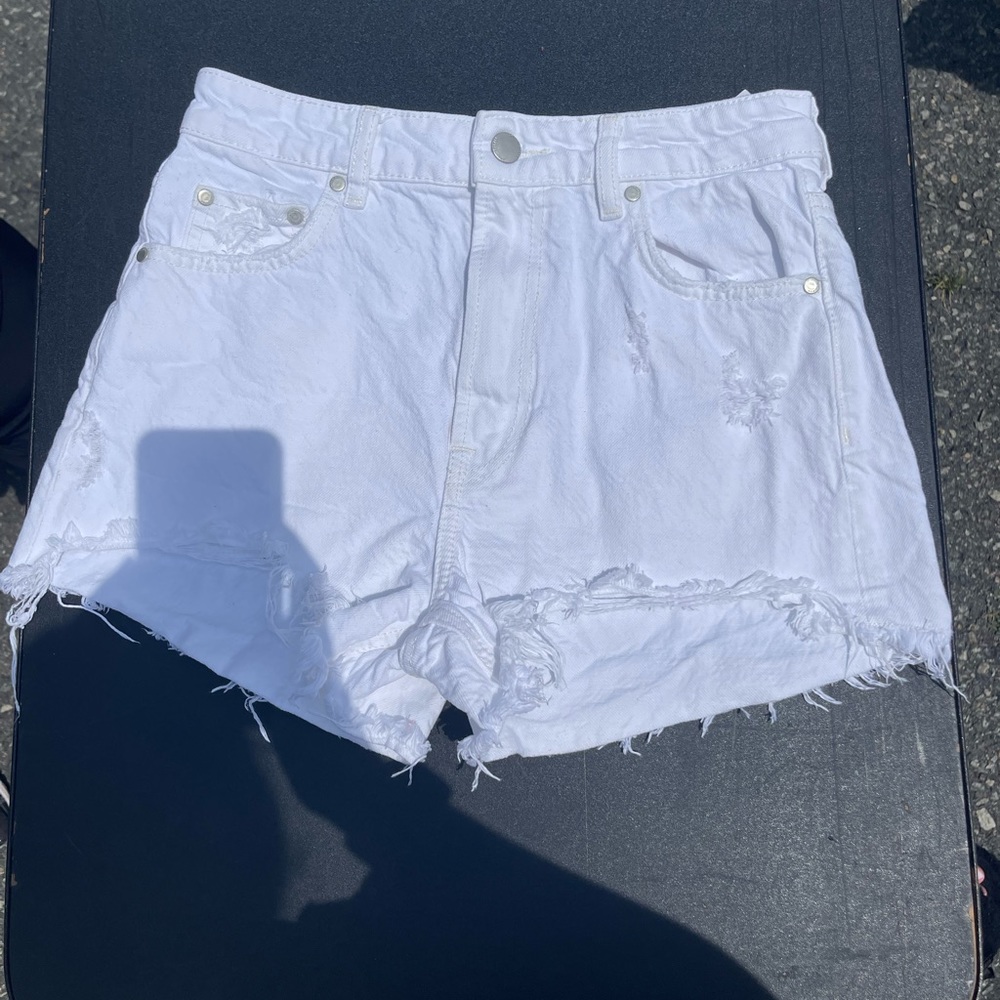 Zara high waisted white jean shorts